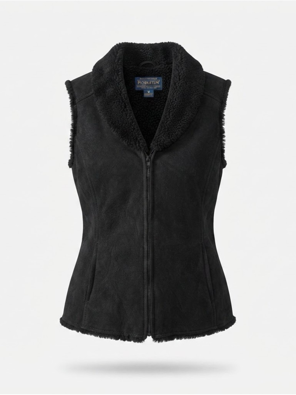 Pendleton Women's Black Sherpa Collar Zip Vest